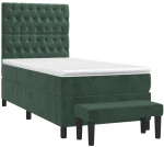 vidaXL Κρεβάτι Boxspring με Στρώμα Σκούρο Πράσινο 90x200 εκ. Βελούδινο