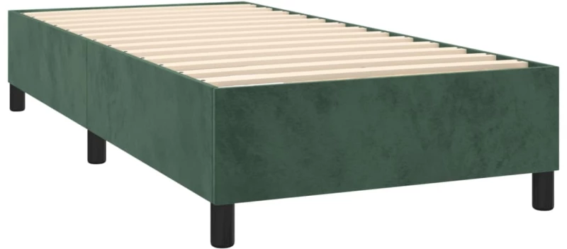 vidaXL Κρεβάτι Boxspring με Στρώμα Σκούρο Πράσινο 90x200 εκ. Βελούδινο