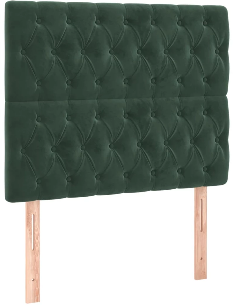 vidaXL Κρεβάτι Boxspring με Στρώμα Σκούρο Πράσινο 90x200 εκ. Βελούδινο