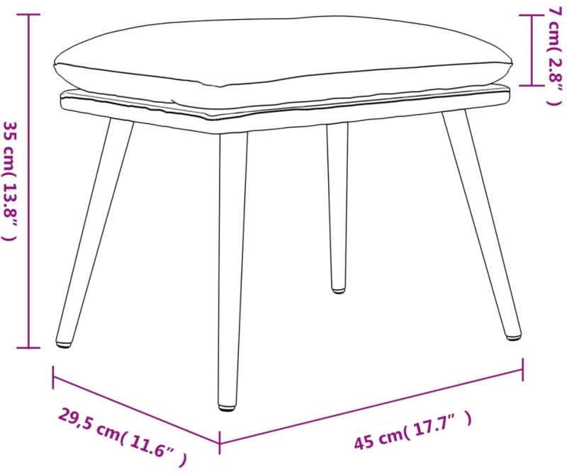 vidaXL Υποπόδιο Μαύρο 45 x 29,5 x 35 εκ. Υφασμάτινο