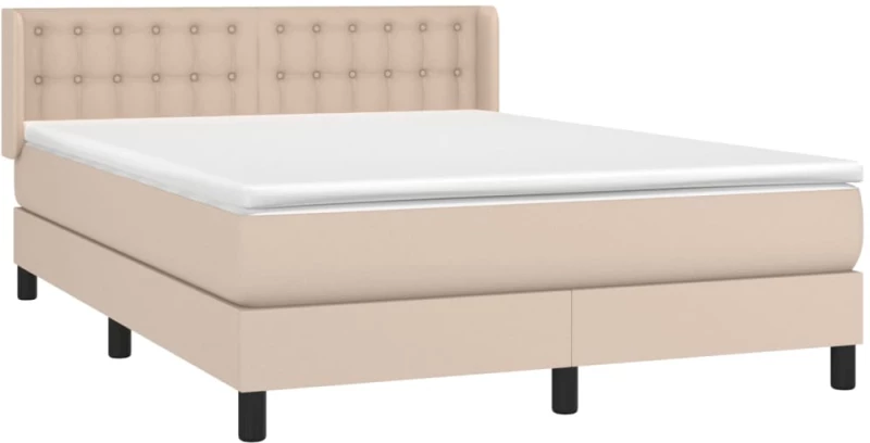 vidaXL Κρεβάτι Boxspring με Στρώμα Καπουτσίνο 140x190εκ.από Συνθ.Δέρμα