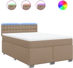 vidaXL Κρεβάτι Boxspring με Στρώμα Καπουτσίνο 140x190εκ.από Συνθ.Δέρμα