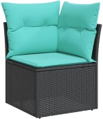 vidaXL Καναπές Σετ 5 Τεμαχίων Μαύρο Συνθετικό Ρατάν με Μαξιλάρια