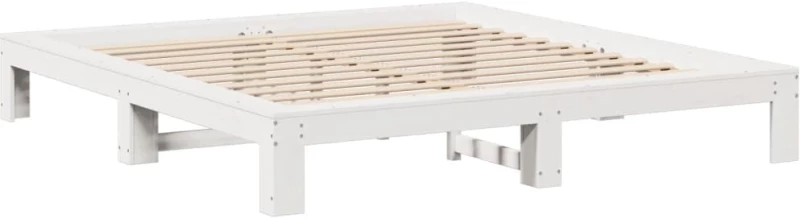 vidaXL Σκελετός Κρεβ. Χωρίς Στρώμα Λευκό 160x200 εκ Μασίφ Πεύκο