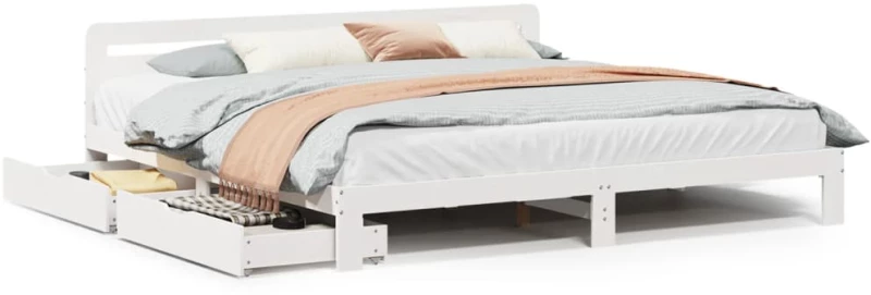 vidaXL Σκελετός Κρεβ. Χωρίς Στρώμα Λευκό 180x200 εκ Μασίφ Πεύκο