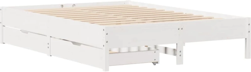 vidaXL Σκελετός Κρεβ. Χωρίς Στρώμα Λευκό 150x200 εκ Μασίφ Πεύκο