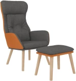 vidaXL Πολυθρόνα Relax Σκ. Γκρι Συνθετικό Δέρμα/'Υφασμα με Υποπόδιο