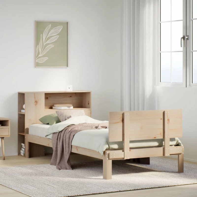 vidaXL Κρεβάτι Βιβλιοθήκη Χωρίς Στρώμα 75x190 εκ Μασίφ Ξύλο Πεύκο