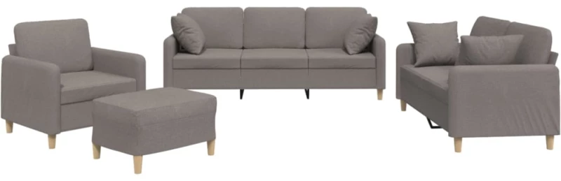 vidaXL Σετ Σαλονιού 4 Τεμαχίων Taupe από Ύφασμα με Μαξιλάρια