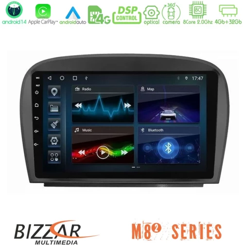 Bizzar m8² Series 8core Android14 4+32gb  Mercedes sl Class 2005-2011 Navigation Multimedia Tablet 9" με Carplay & Android Auto u-m82-Mb0479