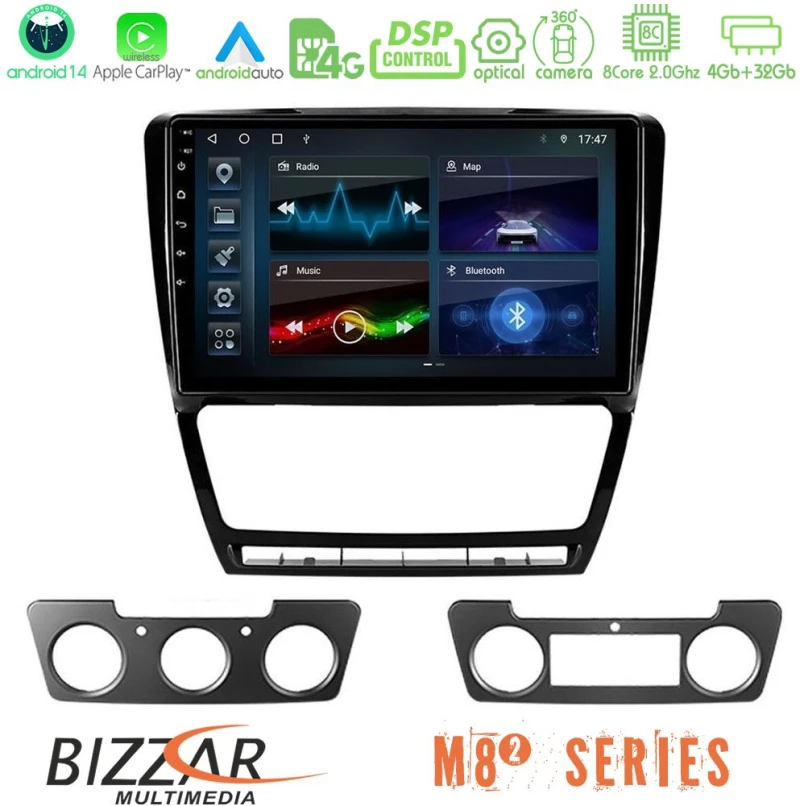 Bizzar m8² Series 8core Android14 4+32gb  Skoda Octavia 5 Navigation Multimedia Tablet 10" με Carplay & Android Auto u-m82-Sk229b