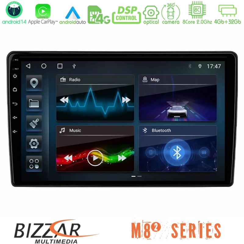 Bizzar m8² Series 8core Android14 4+32gb  Alfa Romeo Mito 2008-2014 Navigation Multimedia Tablet 9" με Carplay & Android Auto u-m82-Ar1654