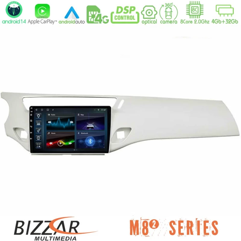 Bizzar m8² Series 8core Android14 4+32gb  Citroen c3 2009-2016 Navigation Multimedia Tablet 9"  με Carplay & Android Auto (Άσπρο) u-m82-Ct1948wh