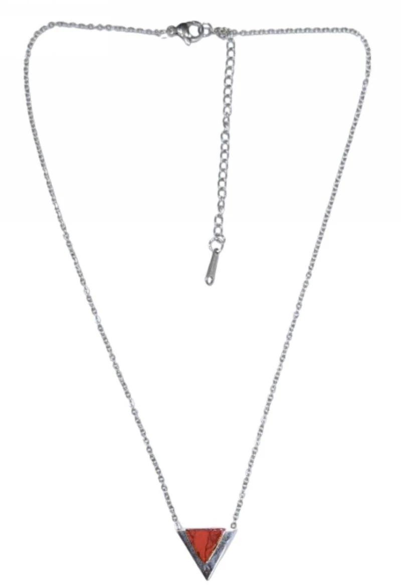 Kostibas 1013-794A1, Κολιέ, Ατσάλι, Με μοτίφ τριγωνικό, Ασημί