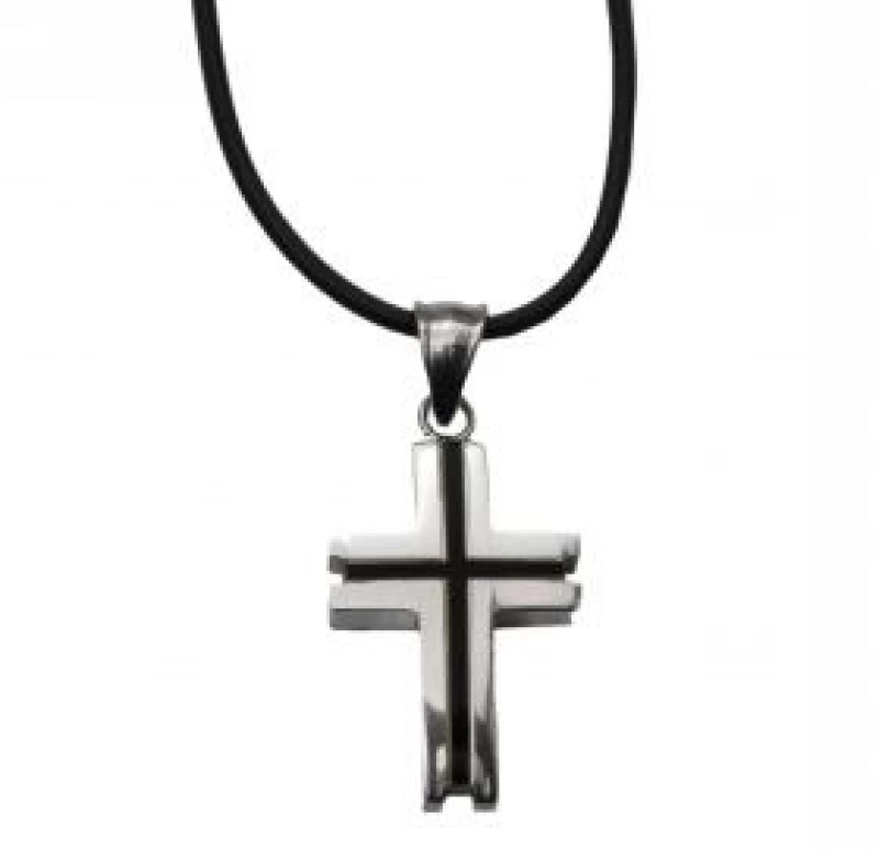 Kostibas 1313-335M, Σταυρός, Stainless Steel, Ατσάλι, Καουτσούκ, Μαύρο