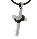 Kostibas 1313-323, Σταυρός, Stainless Steel, Ατσάλι, Καουτσούκ, Ασημί/Μαύρο