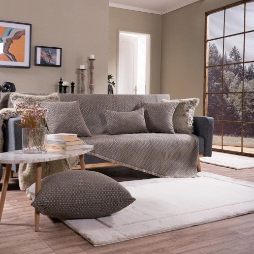 Ριχτάρι Michigan 15 Choco Teoran Διθέσιο 180x250cm Βαμβάκι-Ακρυλικό