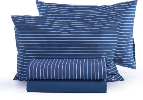 Σεντόνια Nau Coast (Σετ 4τμχ) True Navy Nef-Nef Homeware King Size 280x270cm 100% Βαμβακερό Περκάλι