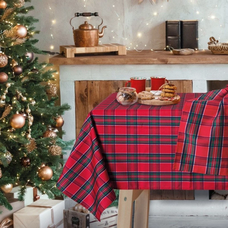 Τραπεζομάντηλο Χριστουγεννιάτικο 0769 Red-Green Das Home 140Χ180