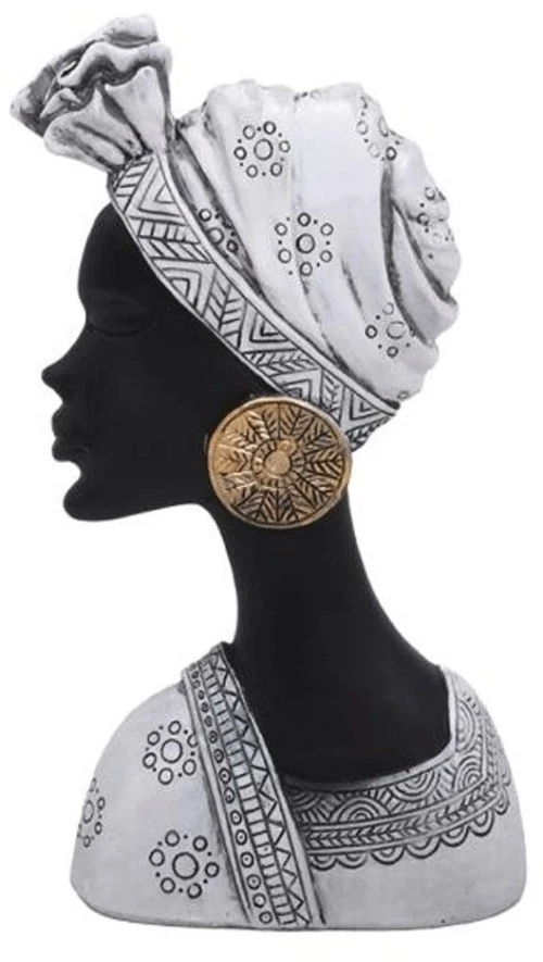 Διακοσμητική Φιγούρα African Lady 374-124-085 16x7x27cm White-Black Πολυρεσίνη