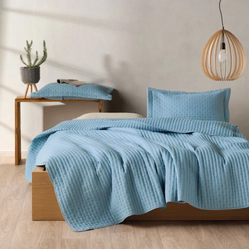 Κουβερλί Mason 19 (Σετ 2τμχ) Blue Kentia Μονό 160x240cm Microfiber-Polyester