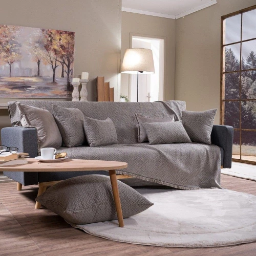 Ριχτάρι Kingston 03 Taupe Teoran Διθέσιο 180x250cm Βαμβάκι-Ακρυλικό