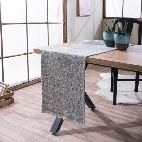 Τραβέρσα Maryland 04 All Over Dark Grey Teoran 45X180 Βαμβάκι-Ακρυλικό