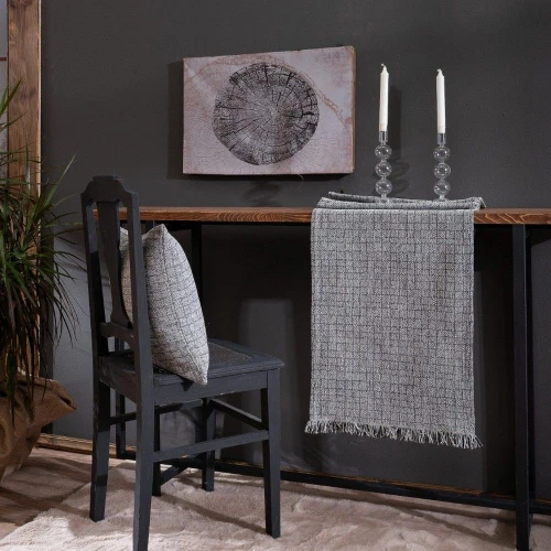 Τραβέρσα Lancaster 11 Dark Grey Teoran 45X180 Βαμβάκι-Ακρυλικό