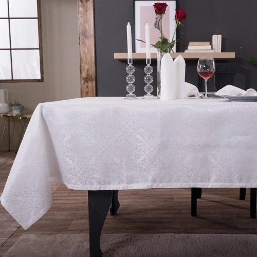 Τραπεζομάντηλο Gatien Με Πετσέτες Φαγητού (Σετ 13τμχ) White Teoran 160X250 Βαμβάκι-Πολυέστερ