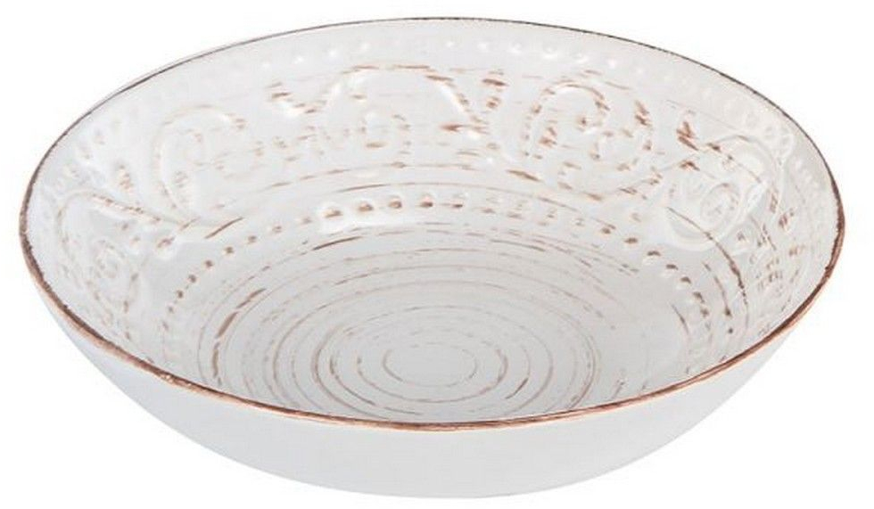 Πιάτο Βαθύ Rustic Crea 0277-CREA 20,3x20,3x5,1cm White-Brown Artekko Κεραμικό