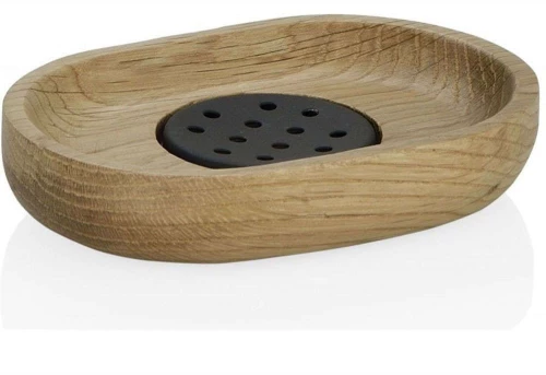 Σαπουνοθήκη Modern AH-BA67101 13x9x3cm Natural-Black Andrea House Ατσάλι,Ξύλο