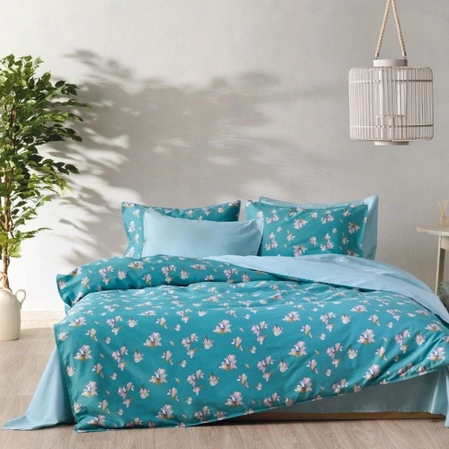 Σεντόνια Soledad (Σετ 4τμχ) Turqoise-Light Pink Kentia King Size 270x270cm 100% Βαμβακοσατέν