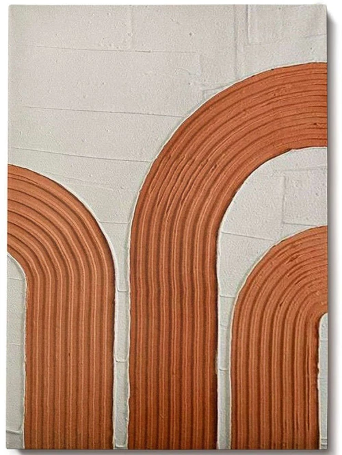 Πίνακας Καμβάς 3D 112RGN1147 50x70cm Light Grey-Orange Wallity Κάθετοι Ξύλο, Καμβάς