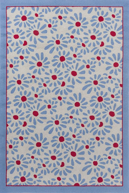Χαλί Thorncliff Daisy 480308 Sky Blue-Red Laura Ashley 140X200cm