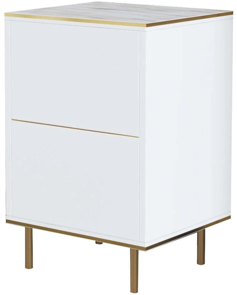 Κομοδίνο Imaj 382NRC1804 40x35x60cm Marble Effect White-Gold