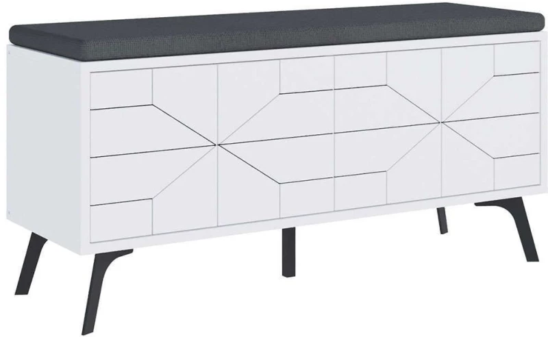 Παπουτσοθήκη Dune Bench 855DTE5123 107x35x55cm White Μοριοσανίδα, Μέταλλο