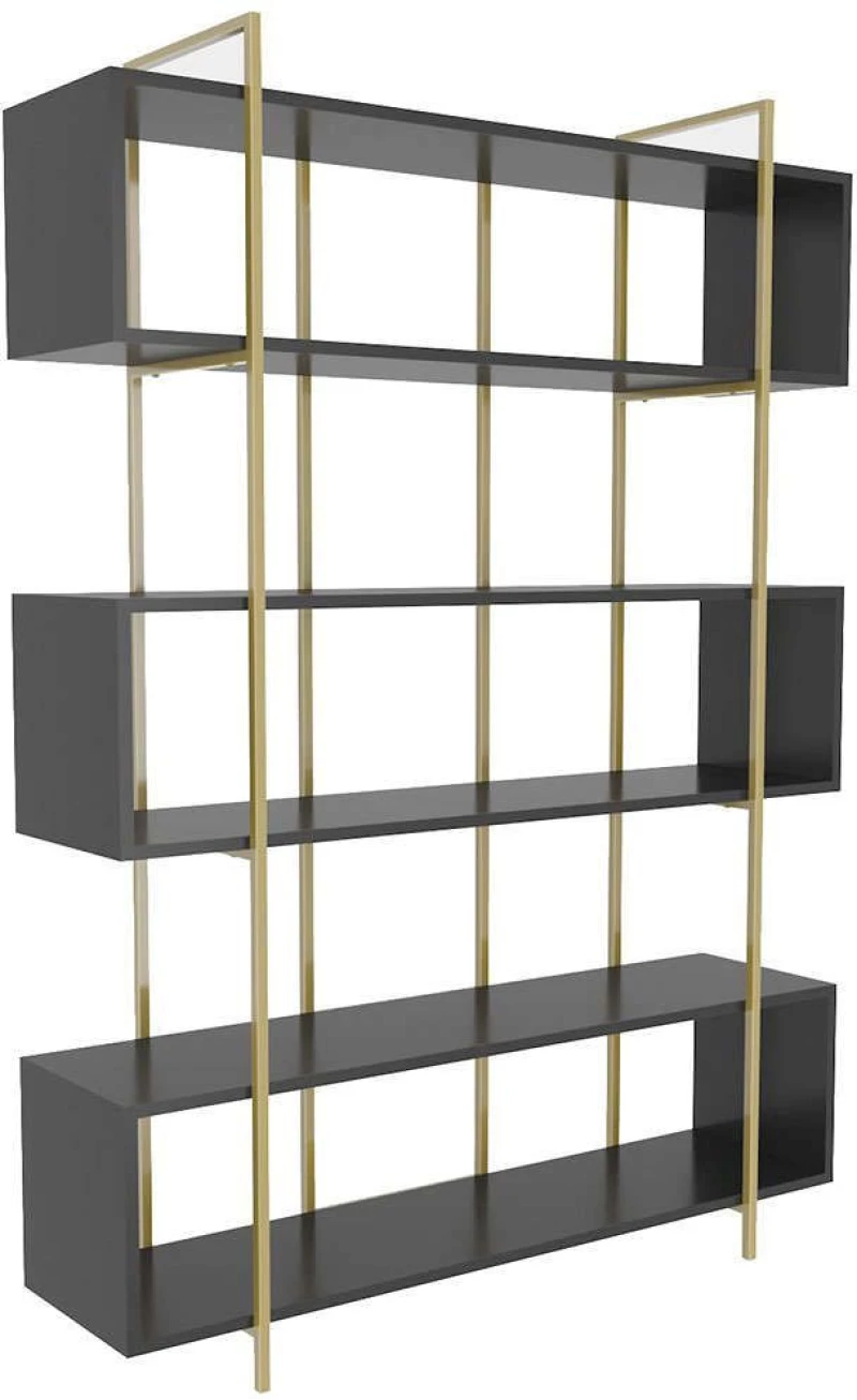 Βιβλιοθήκη Bruti 875ZNA4509 120x29,6x180cm Anthracite-Gold