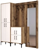 Έπιπλο Εισόδου Berlin 845HCT4214 180x35x200cm Walnut-White Μοριοσανίδα, Μέταλλο