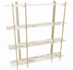 Βιβλιοθήκη Moss 875ZNA4549 160x29,6x180cm Marble Effect White-Gold