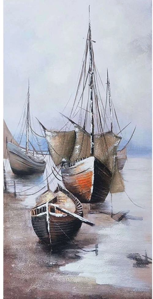 Πίνακας Καμβάς Ψαροκάικα 15-00-94016 70x140cm Multi Marhome Κάθετοι Ξύλο, Καμβάς