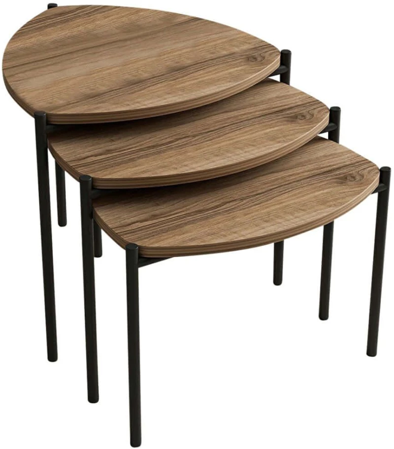 Ζιγκόν Lenny (Σετ 3Τμχ) 506MNR1225 45x45x45/40/35cm Walnut