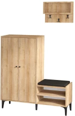 Έπιπλο Εισόδου Jess 393MRD1212 120x35x137cm Oak Πλαστικό,Μοριοσανίδα