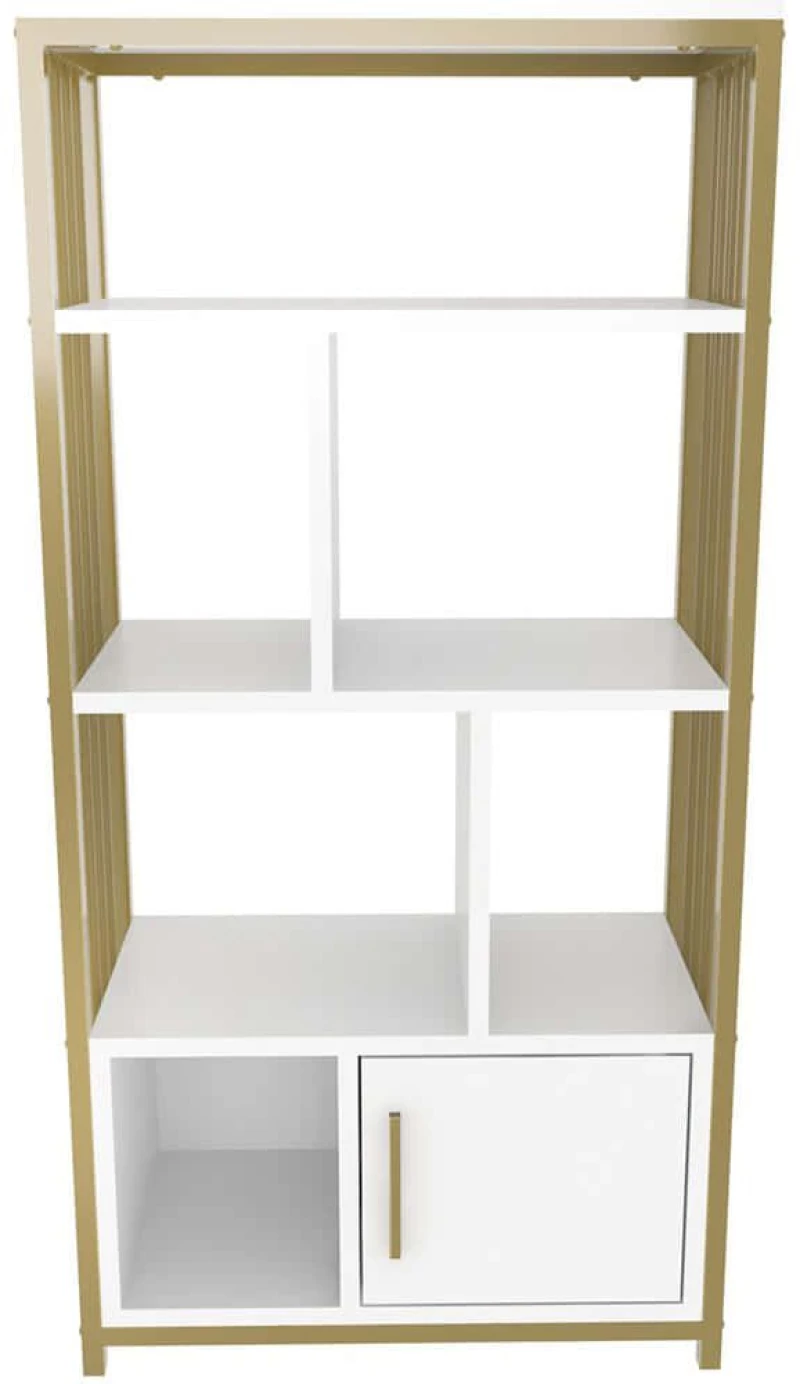 Βιβλιοθήκη Valero 875ZNA4568 60x29,6x120cm White-Gold