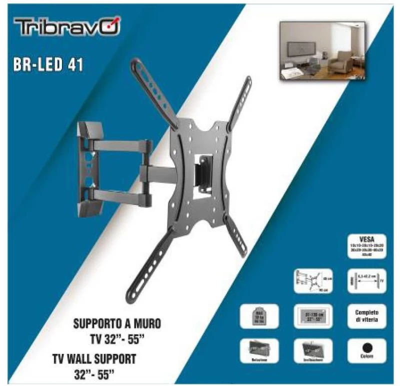 Βάση TV Bravo 32"- 55" με διπλό βραχίωνα Ρυθμιζόμενη BR LED 41