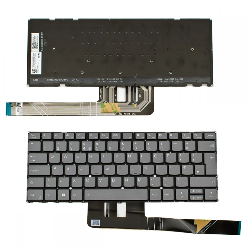 Πληκτρολόγιο Lenovo Slim Pro 7 14APH8 Gray Without Frame UK (--BIG ENTER) - SN21K43972