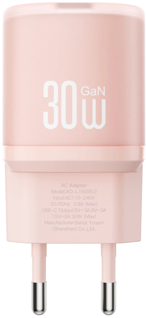 XO L150 (EU) 30W Μονός Γρήγορος Φορτιστής USB-C Ροζ