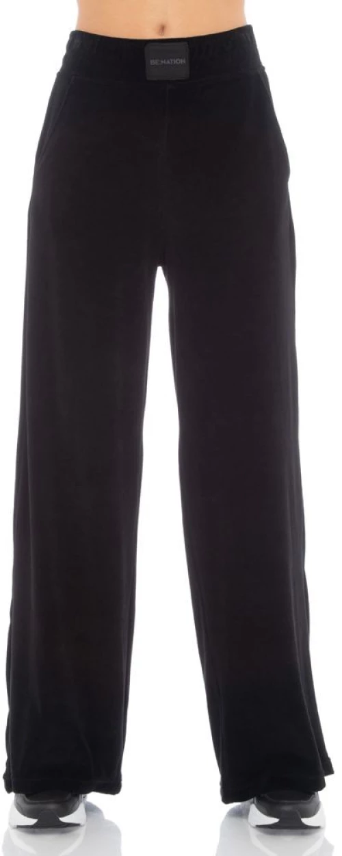 BE:NATION VELOUR WIDE LEG PANT 02102308-01 BENATION Μαύρο