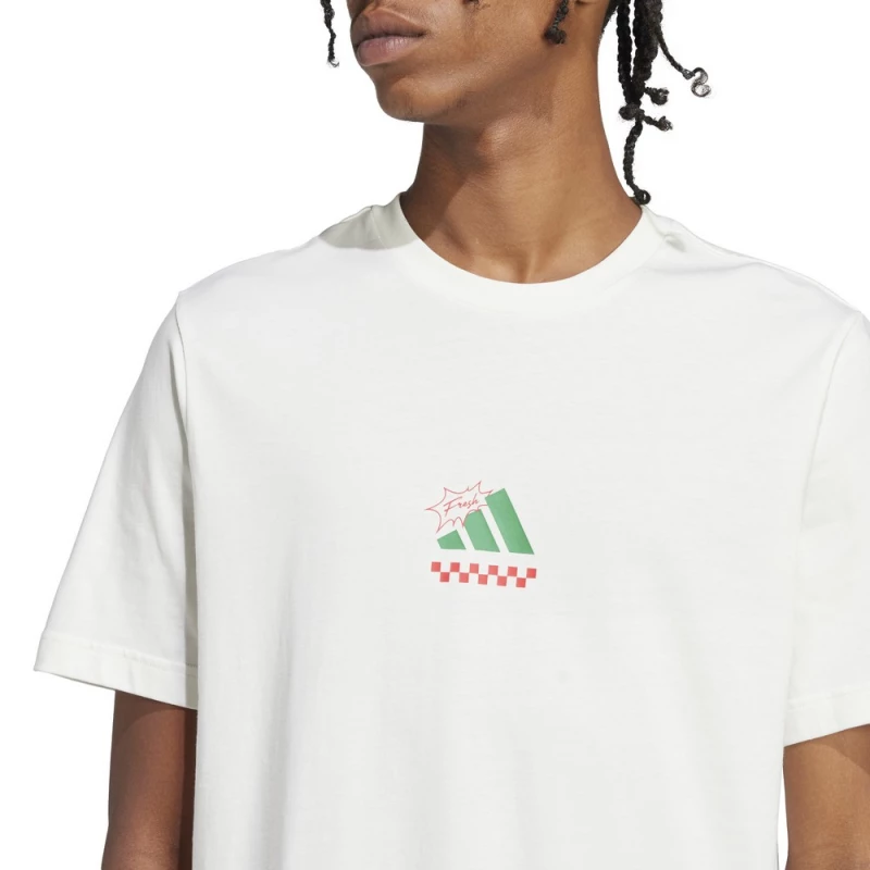 adidas M L PIZZA TEE JJ4016 ADIDAS Λευκό