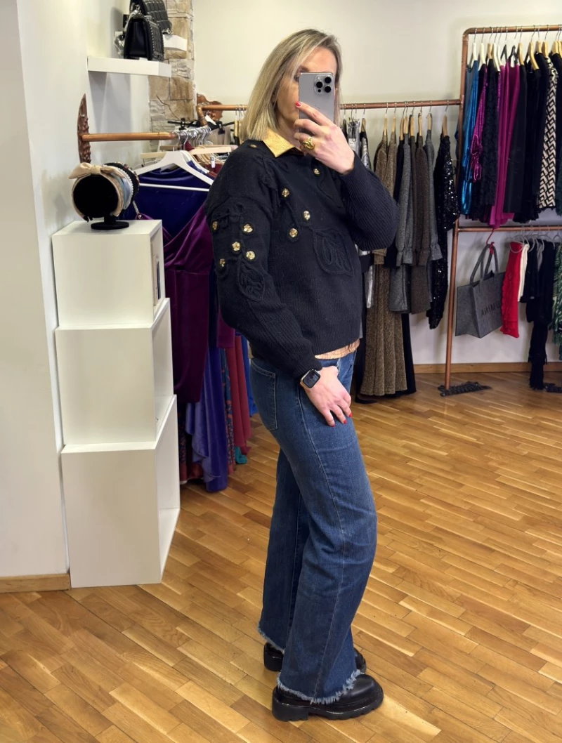 ΜΠΛΟΥΖΑ ΠΛΕΚΤΗ LEAF ΜΑΥΡΗ F1507124Μ MONDE