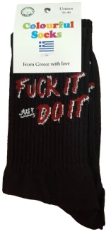 Κάλτσες με Σχέδια FUCK IT JUST DO IT unisex 144508 Μαύρο